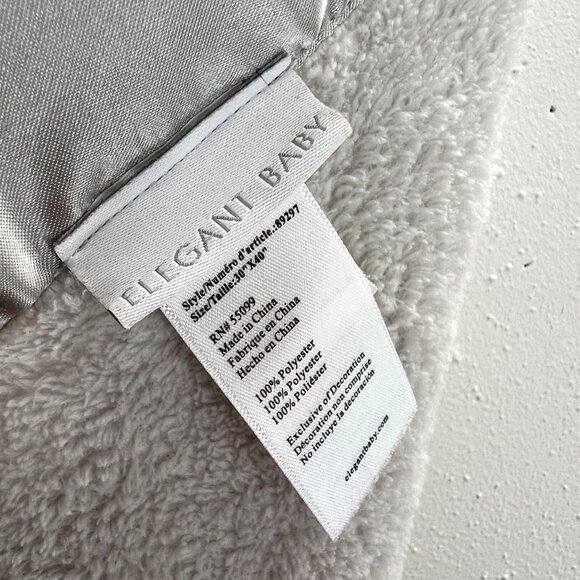 Elegant Baby Blanket Gray Satin Edge Trim Plush Gray 30x40 Lovey EB - Picture 4 of 6